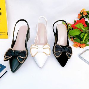 B02- Giày cao gót nơ xích, size 35-40, gót 3-7cm