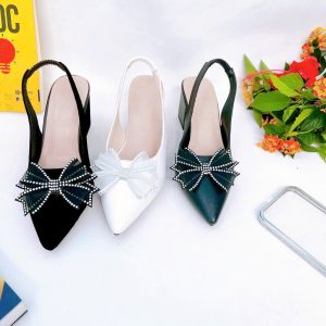 B24- Giày cao gót nơ cánh tiên, size 35-40, gót 3-7cm