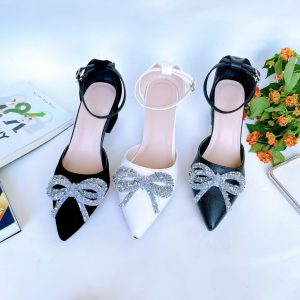 B35- Giày cao gót nơ đá, size 35-40, gót 3-7cm