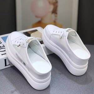 Dép Bao Đầu, dép nửa cao, dép đế nêm, giày trắng không gót cho nữ