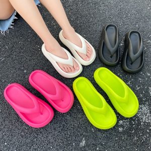Dép xỏ ngón kẹp ngón nữ đế bánh mì đế xuồng đế chống trơn trượt, đi chơi đi biển