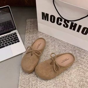 Giày Birkenstock mặc ngoài nữ đế dày đế mềm Birkenstock mũi giày nửa dép xỏ ngón giày lười