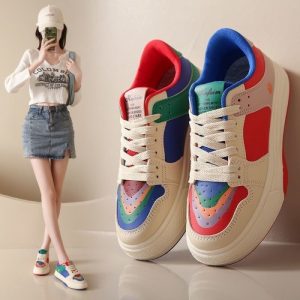 Giày bố, giày nữ nhẹ nhàng sang trọng, giày vịt quýt cầu vồng, giày trắng, giày sneaker thông thườn