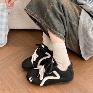 Giày bố, giày thể thao buộc dây phối màu đa năng, giày Forrest Gump đế mỏng nữ, giày đế bệt nữ