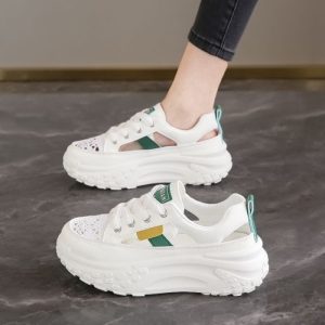 Giày bố nữ lưới thoáng khí đế dày thể thao thông thường giày sandal rỗng đế mềm nhẹ
