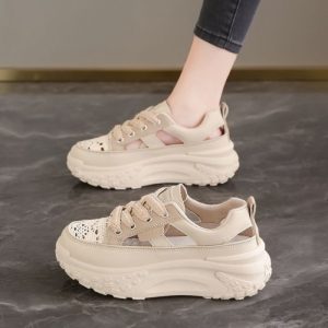 Giày bố nữ lưới thoáng khí đế dày thể thao thông thường giày sandal rỗng đế mềm nhẹ