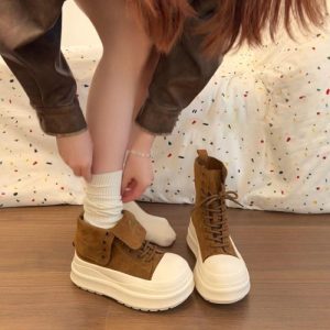 Giày cao cổ khổng lồ đẹp mắt, đế dày, nhỏ, tăng chiều cao dành cho nữ, giày thể thao và giải trí ph