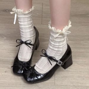 Giày cao gót, giày Mary Jane gót dày, giày nữ không mệt mỏi, giày da nhỏ vừa gót đẹp