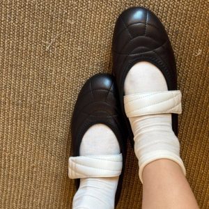 Giày đế bệt Velcro mềm màu phong cách Hàn Quốc dành cho nữ, giày ba lê đế bằng mũi tròn nhẹ nhàng