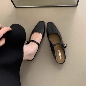 Giày lười nữ mũi vuông Mary Jane đa năng phong cách Hàn Quốc giày lười cao gót mũi vuông