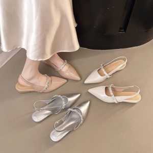 Giày nữ chân váy, sandal mũi nhọn, giày đế bệt nữ Mary Jane
