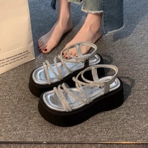 Giày sandal La Mã đế dày đẹp cho nữ mặc váy