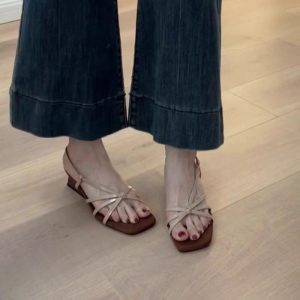 Giày sandal đế dày kiểu Pháp dành cho nữ dép quai ngang mùa hè