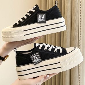 Giày vải đế dày cho nữ, giày thể thao đế cao, giày thể thao nữ thông thường