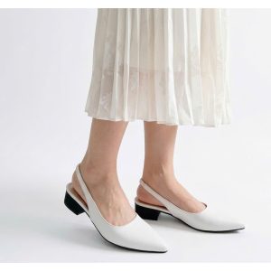 H01-Giày mũi nhọn gót 3cm ,3 màu Trắng, Đen Nhung, Đen Lì