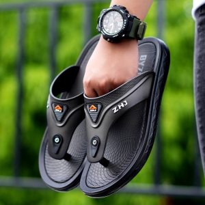Tông nam dép kẹp chữ DN08M ZHJJ màu đen đẹp đơn giản cho hè